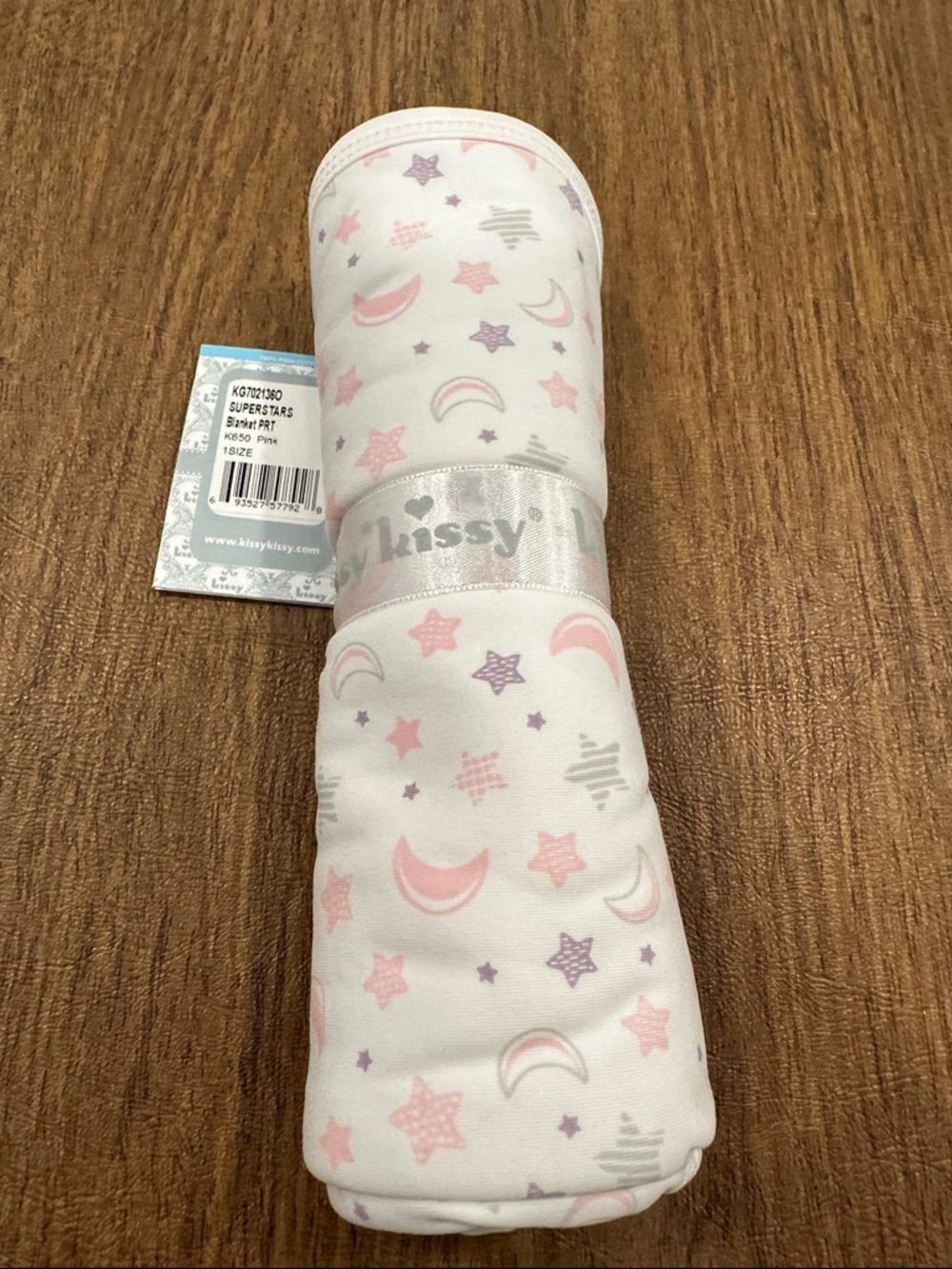 Kissy Kissy Pastel Moon & Star Muslin Swaddle - Pink & Lavender
